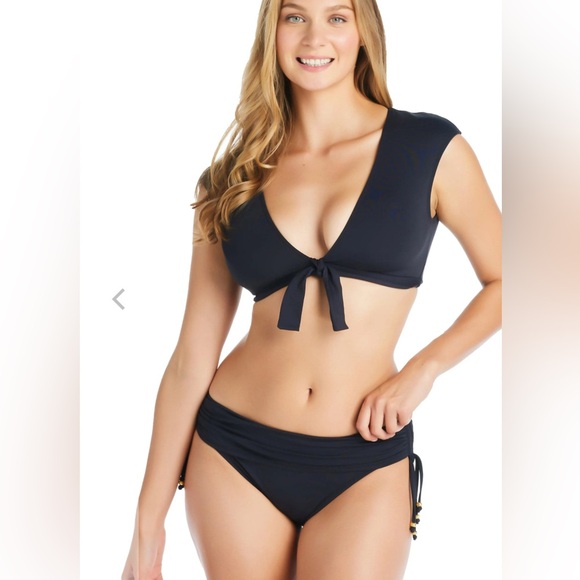 NWT- BLUE ROD BEATTIE- KORE CAP SLEEVE TIE FRONT BIKINI TOP - Picture 2 of 4